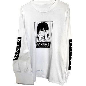 NWOT Animebae Sad Girls Anime Japanese Graphic Print Crewneck Long Sleeve Shirt